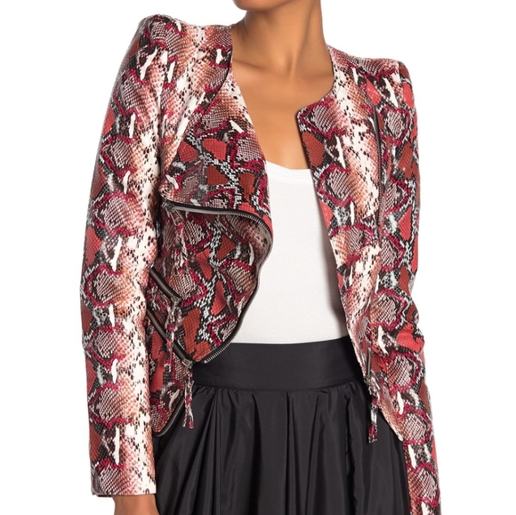 NWT: TOV Power Shoulder Faux Snake Leather Jac… - Picture 4 of 5
